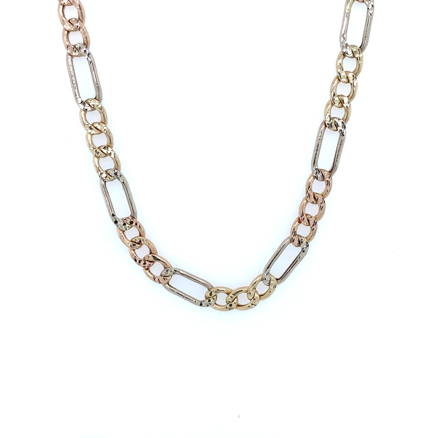 14k 5.1mm Tri-Color Hollow Figaro (20''=11.0gr)