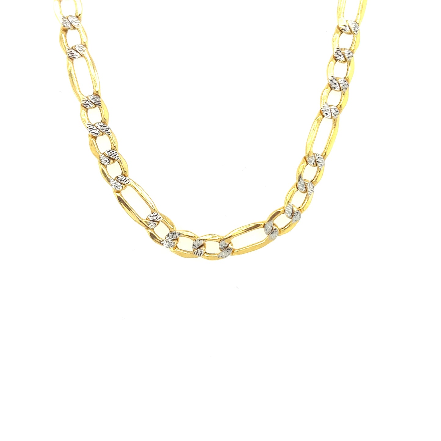 14k 5.2mm Hollow White Pave Figaro (20''=10.6gr)