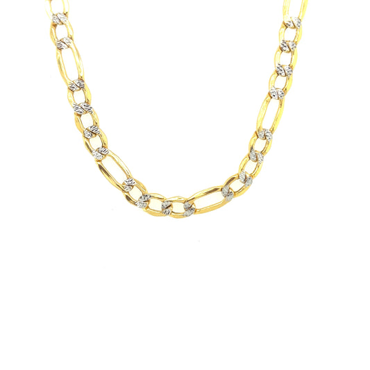 14k 5.2mm Hollow White Pave Figaro (20''=10.6gr)