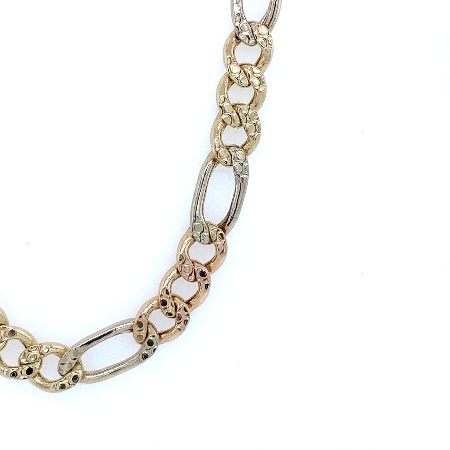 14k 6.2mm Tri-Color Hollow Figaro (20''=16.4gr)