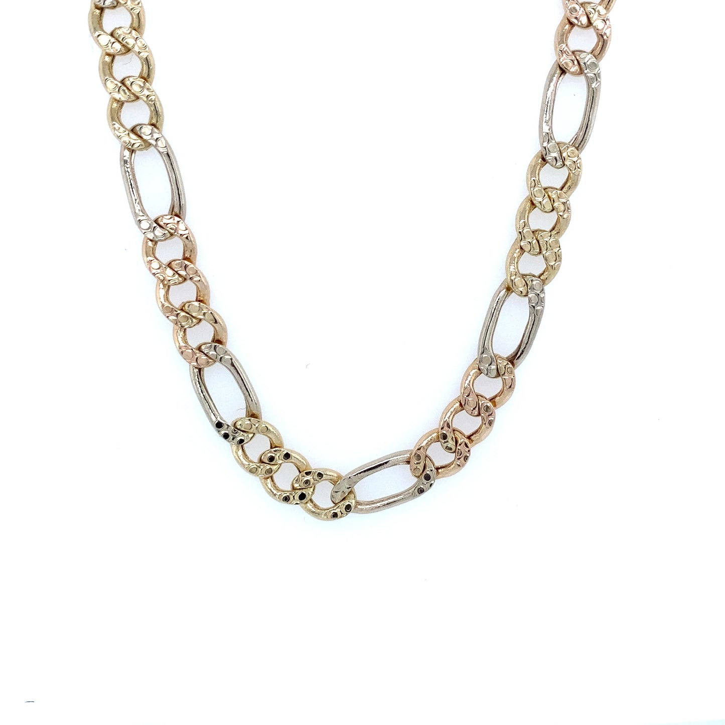 14k 6.2mm Tri-Color Hollow Figaro (20''=16.4gr)