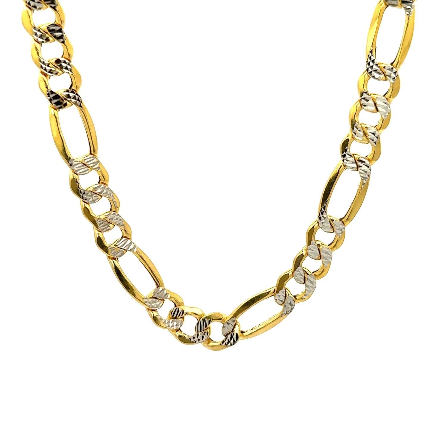 14k 9mm Hollow White Pave Figaro (20''=30.4gr)