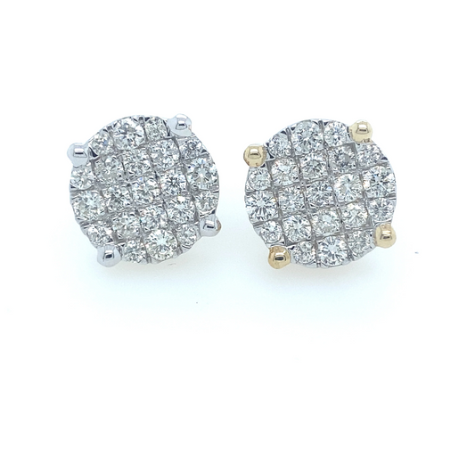 2.16Ct Diamond Stud Earrings 14k YG