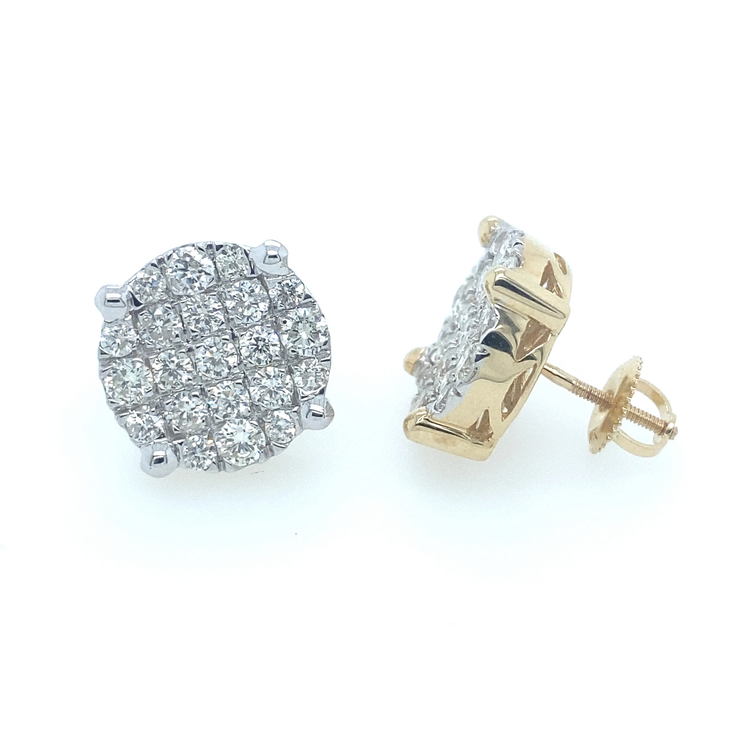 2.16Ct Diamond Stud Earrings 14k YG
