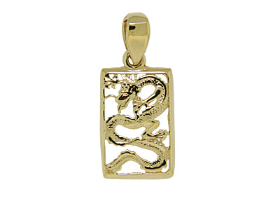 [Pendant] 14K Yellow Dragon Good Fortune (Small - XLarge)