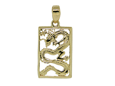 [Pendant] 14K Yellow Dragon Good Fortune (Small - XLarge)