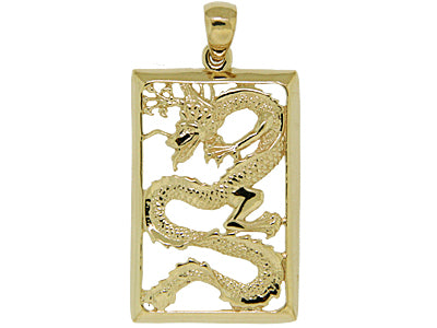 [Pendant] 14K Yellow Dragon Good Fortune (Small - XLarge)
