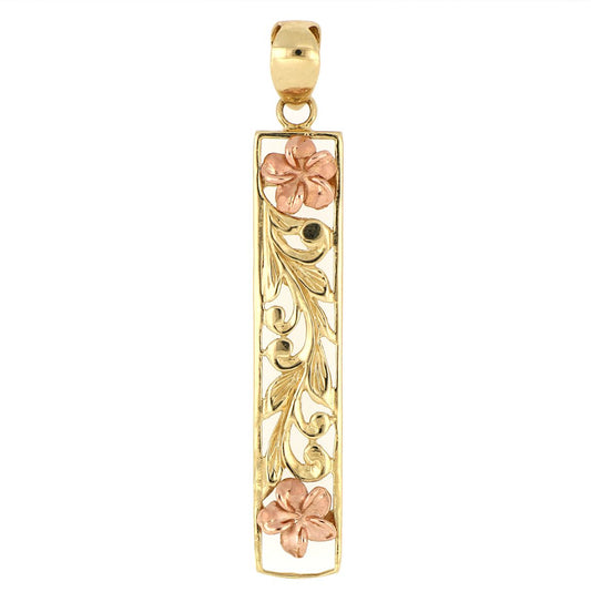 [Pendant] 888036 Two-Tone Plumeria Scrolled Pendant (approx. 2.5g)