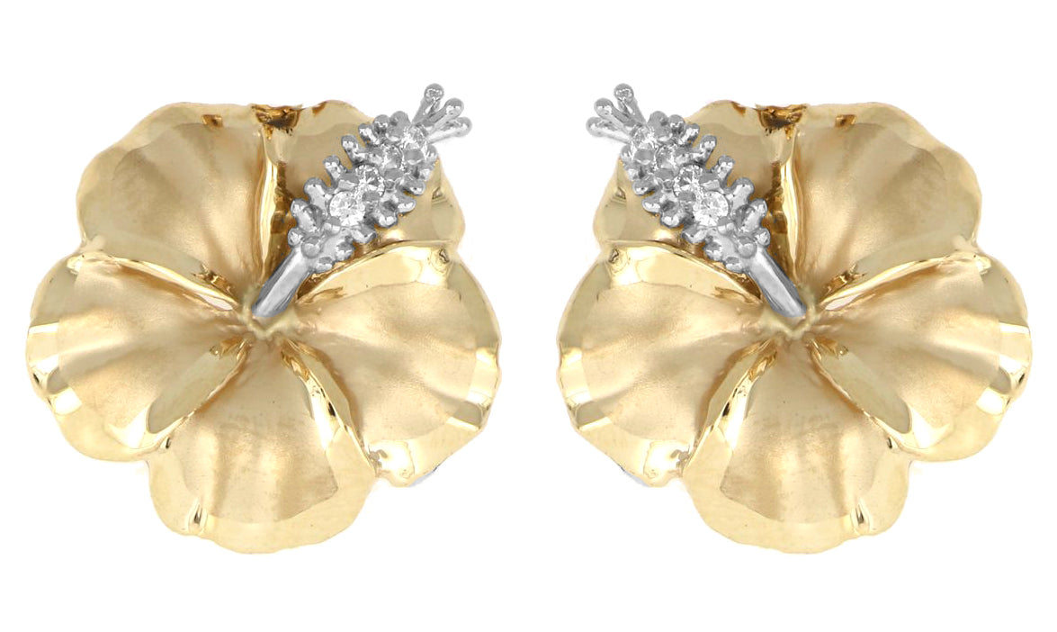 [Earring] Hibiscus 14K Yellow Stud (Small-XXL)