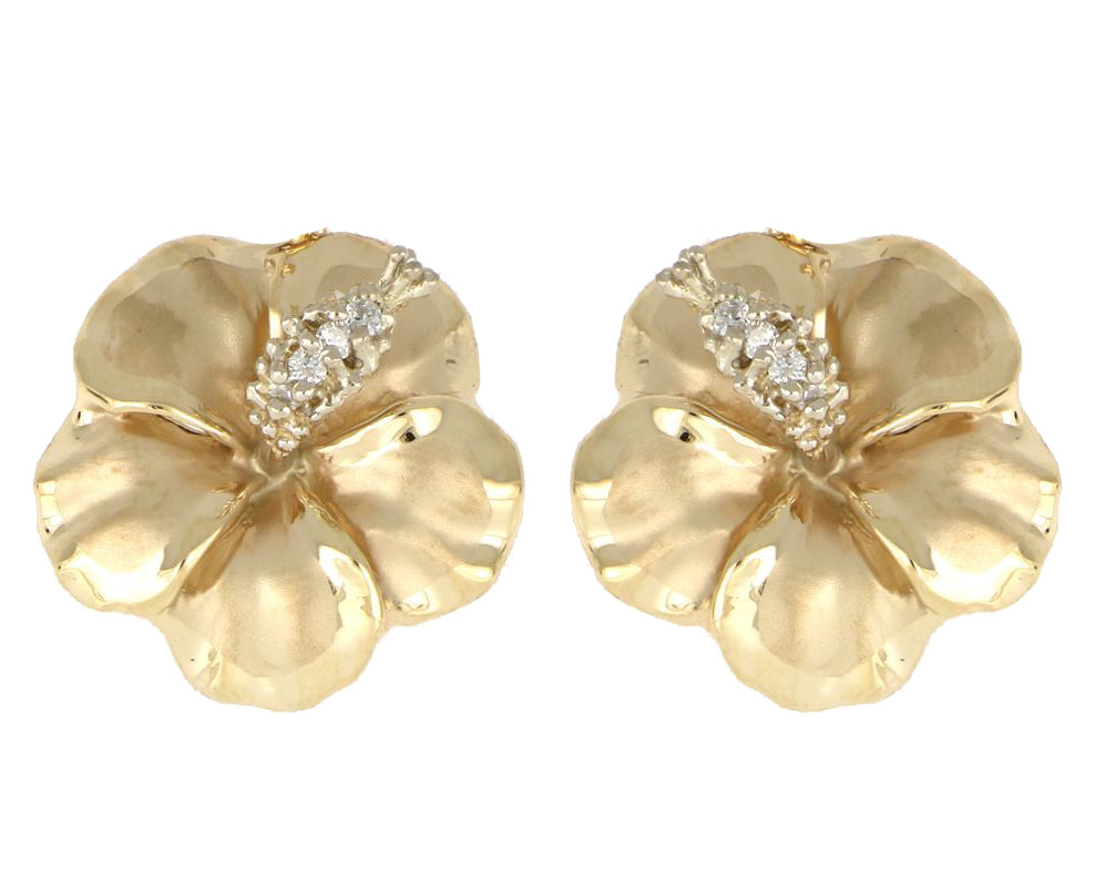 [Earring] Hibiscus 14K Yellow Stud (Small-XXL)