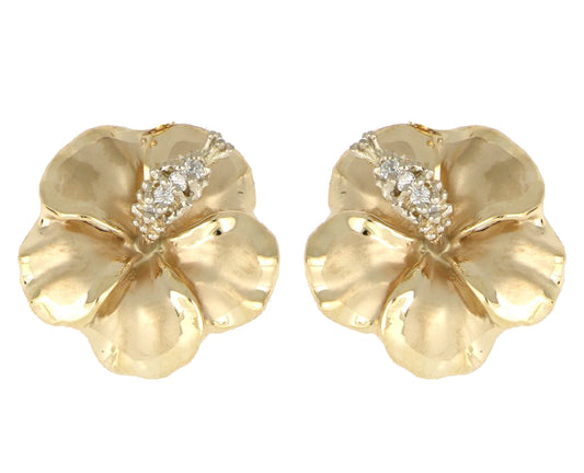 [Earring] Hibiscus 14K Yellow Stud (Small-XXL)
