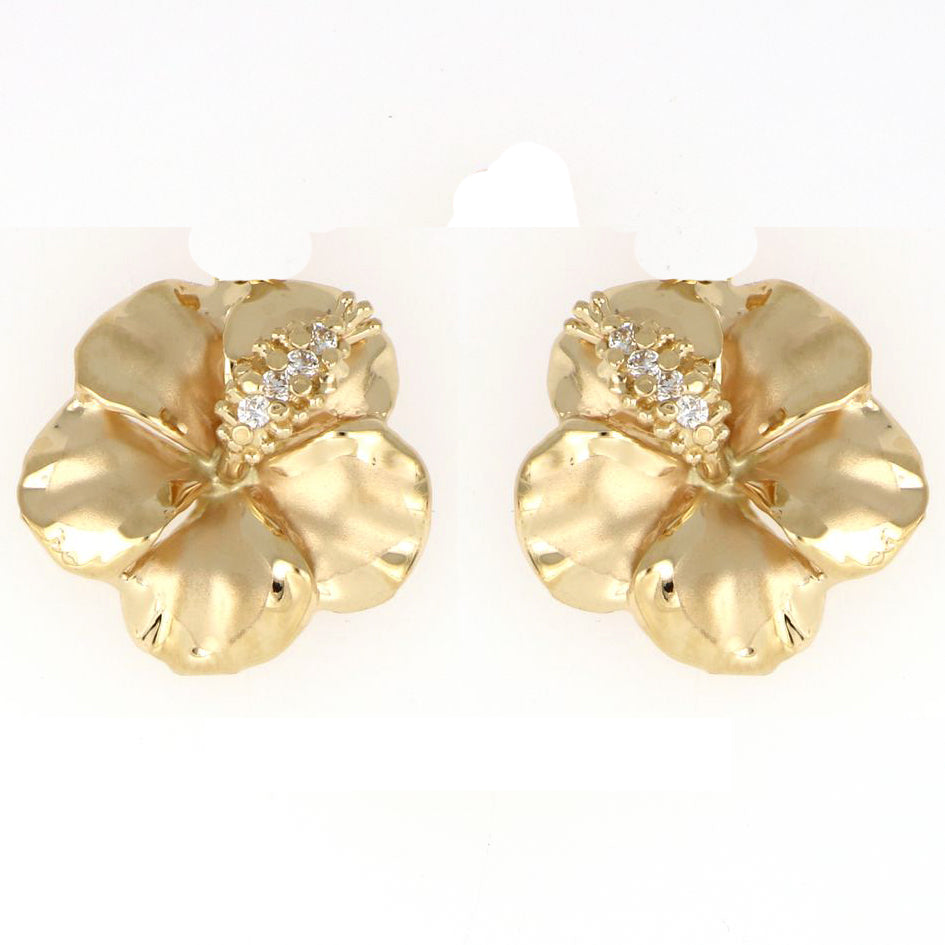 [Earring] Hibiscus 14K Yellow Stud (Small-XXL)