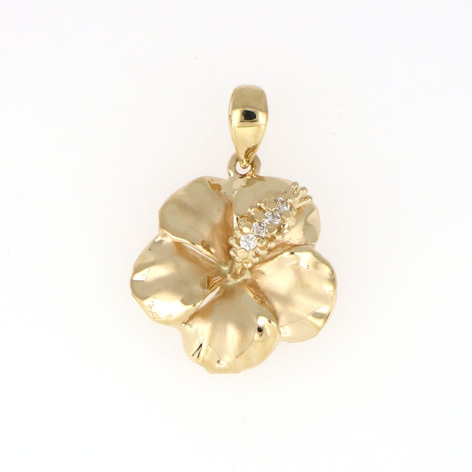 [Pendant] Hibiscus 14K Yellow Gold (XS-XLarge)