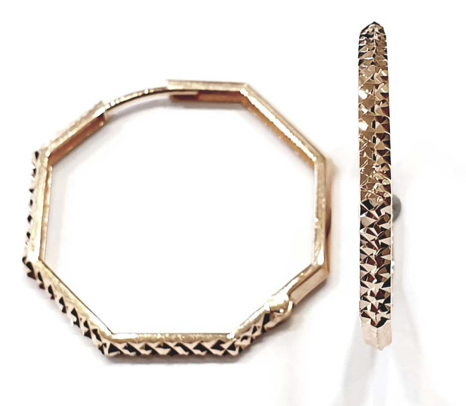 [Earring] AM4320 Women's Octagonal Cutting Hoop (Small, Medium, Large, X-Large)