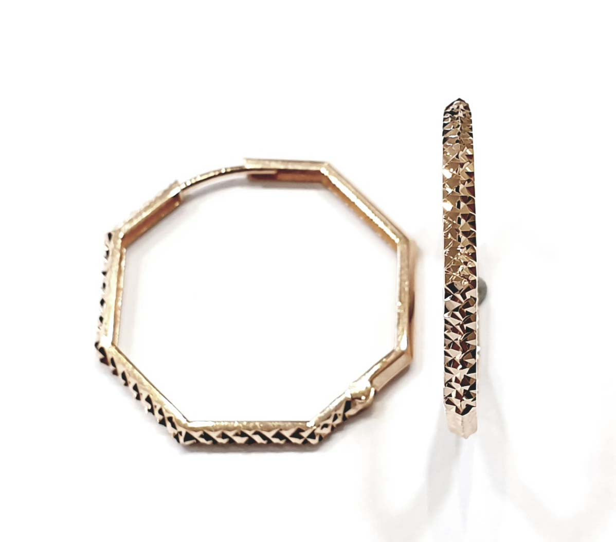 [Earring] AM4320 Women's Octagonal Cutting Hoop (Small, Medium, Large, X-Large)