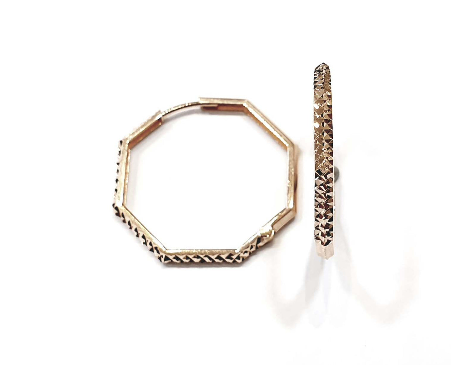 [Earring] AM4320 Women's Octagonal Cutting Hoop (Small, Medium, Large, X-Large)