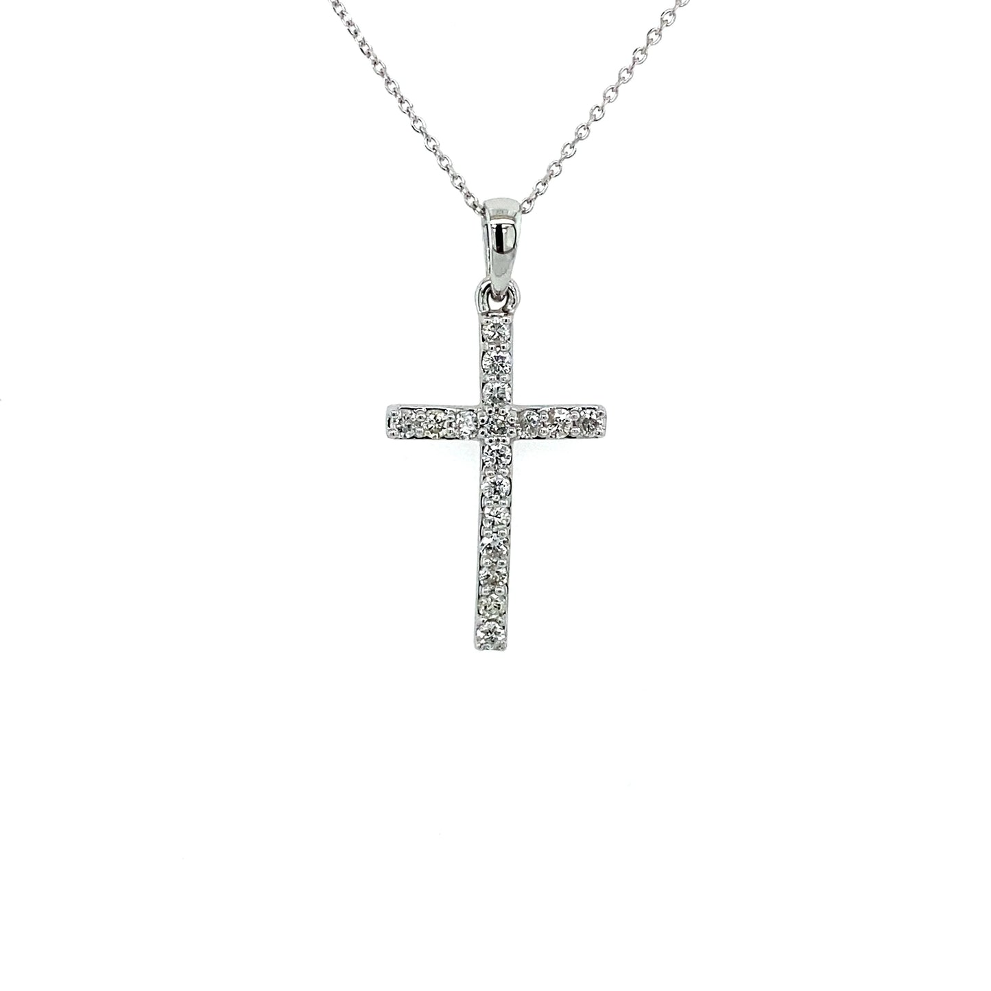 Copy of 0.32Ct Diamond Cross Pendant w/Chain 14k WG