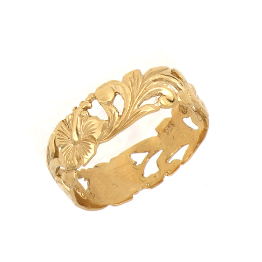 [Ring] Hawaiian Hibiscus Scroll Ring (appox. 3g)