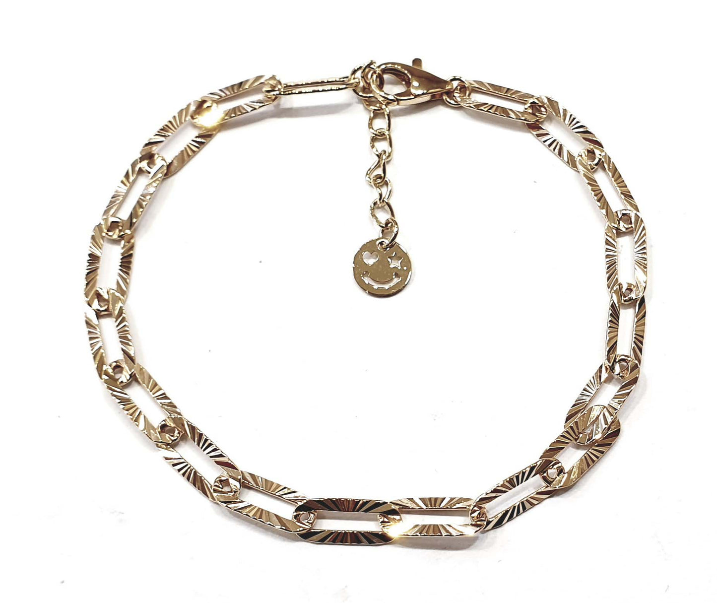 [Bracelet] KL3393 Women's Cut Link Double-Sided with Smile adornment