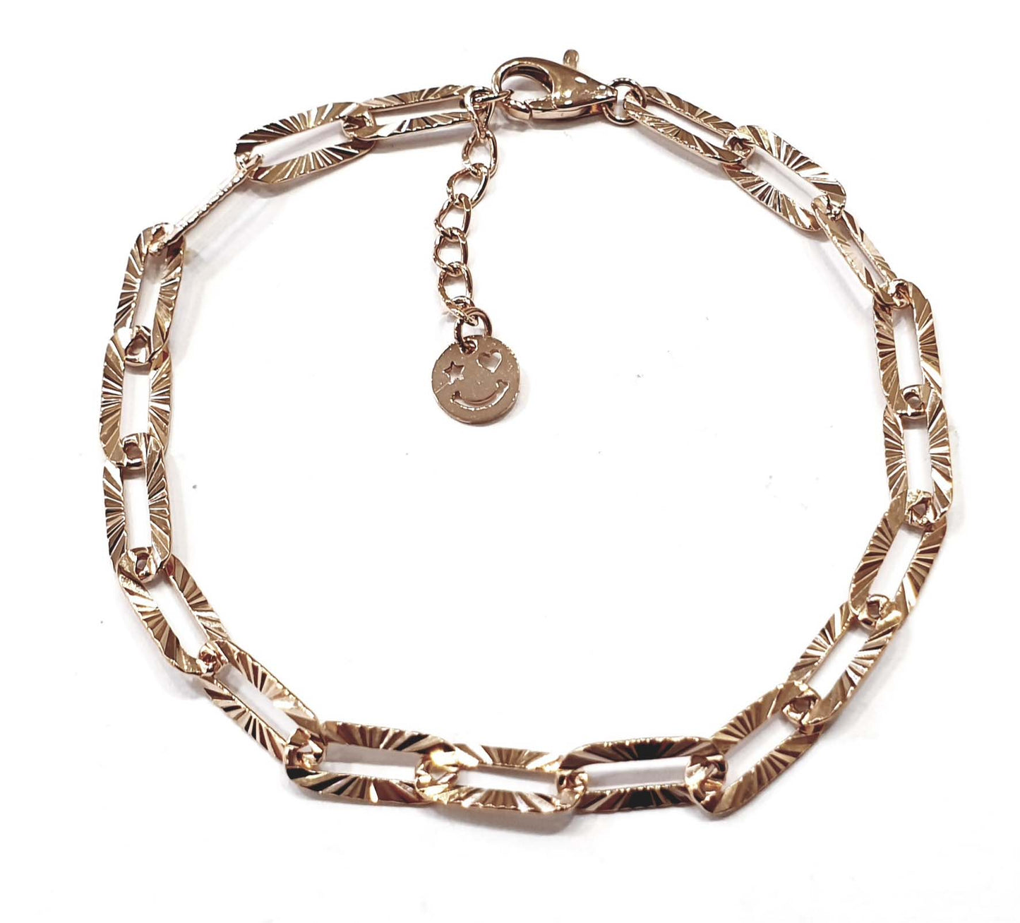 [Bracelet] KL3393 Women's Cut Link Double-Sided with Smile adornment