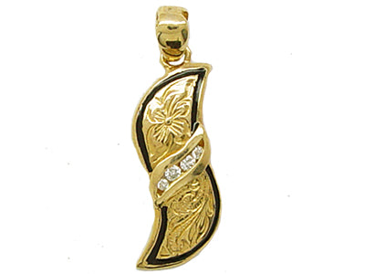 [Pendant] 14K Epoxy Maile Cutout Pendant (Small, Medium)
