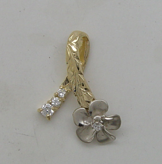 [Pendant] NTC-203 Two-Tone Scroll Plumeria Pendant (approx. 2.4g)