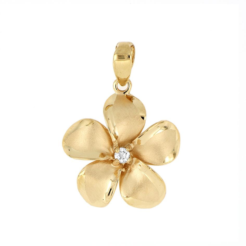 [Pendant] 14K Round Plumeria Pendant (XSmall-XLarge)