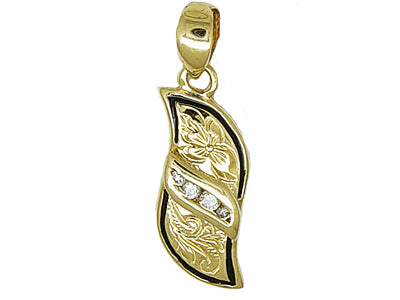 [Pendant] 14K Epoxy Maile Cutout Pendant (Small, Medium)