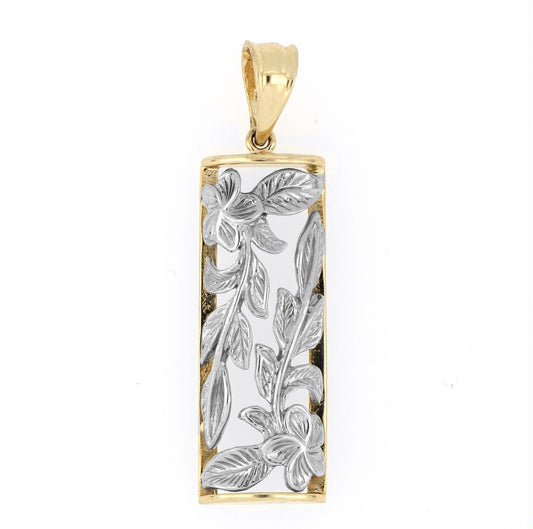 [Pendant] 14K Two-Tone Plumeria Maile Cutout Pendant (approx. 6.1g)